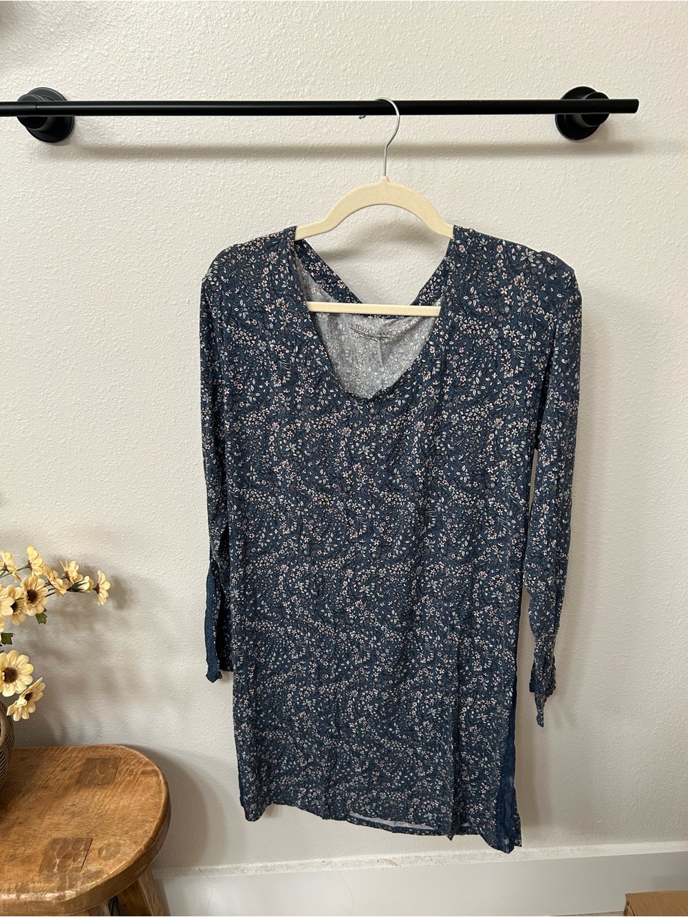 Victoria's Secret Navy Floral Long Sleeve Tunic Lounge Dress